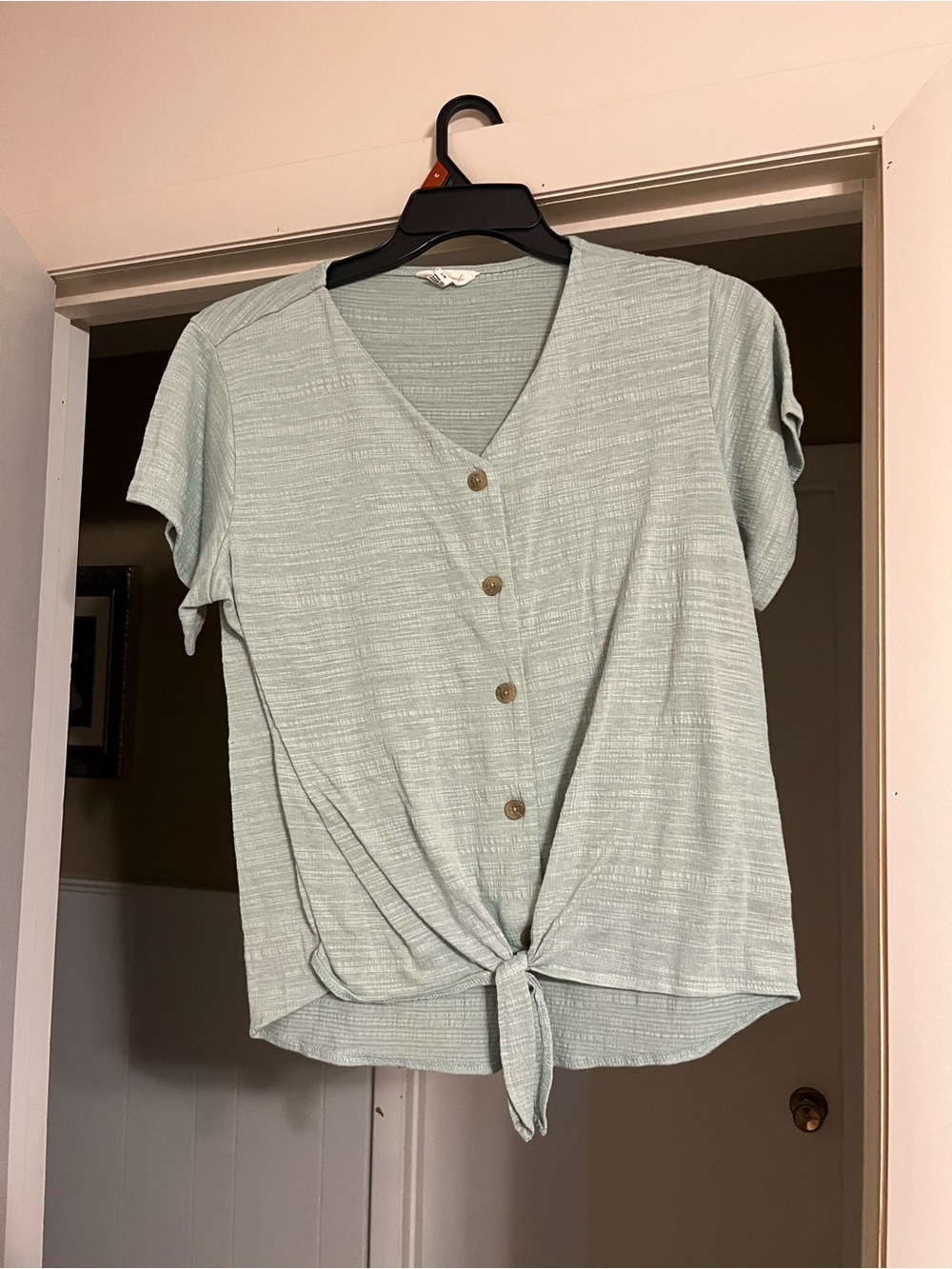 Women’s Tie-Front V-Neck Top - Sage Green